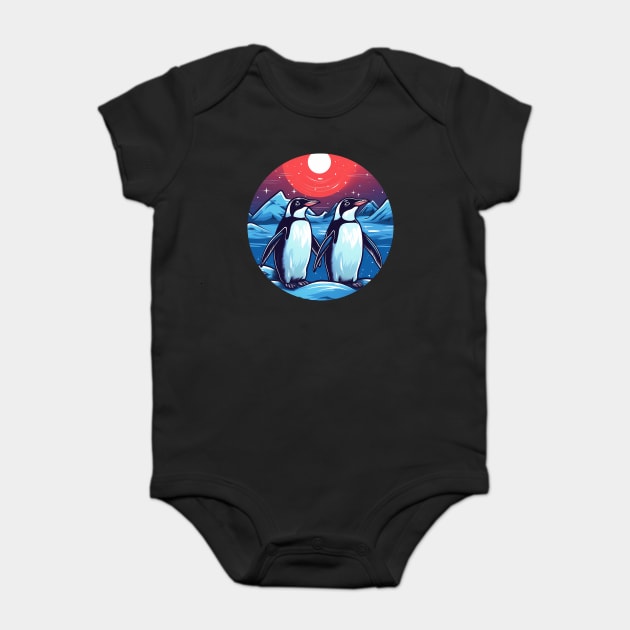 Penguin in Ornament, Love Penguins Baby Bodysuit by logiamerch